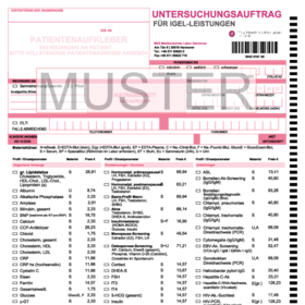 IGel-Schein Muster (Auftragscheine über das Labor angefordern)